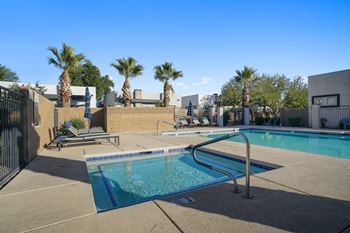 the swimming pool at our apartments in palm springs